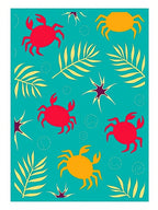 Ocean Blue Crab Tropical Leaf Rug