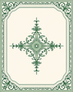 Elegant Emerald Scrollwork Frame Medallion Rug