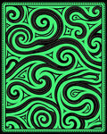 Abstract Black Swirls Green Rug