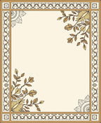 Cream and Gold Leaf Border Rug