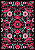 Vibrant Pink Aqua Floral Frame Rug