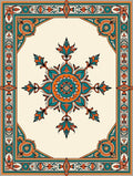 Teal Orange Floral Medallion Frame Rug