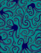 Oceanic Navy Blue Octopus Swirls Rug
