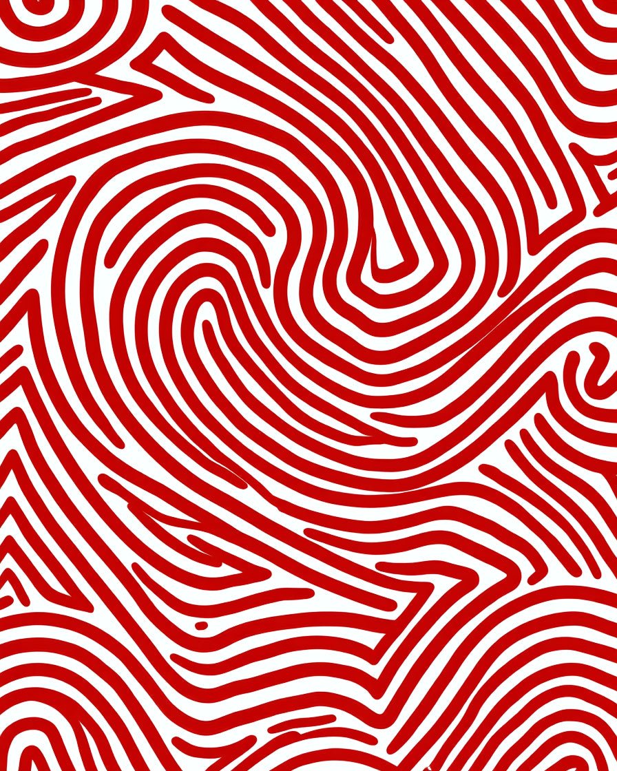Dramatic Red and White Organic Lines Rug