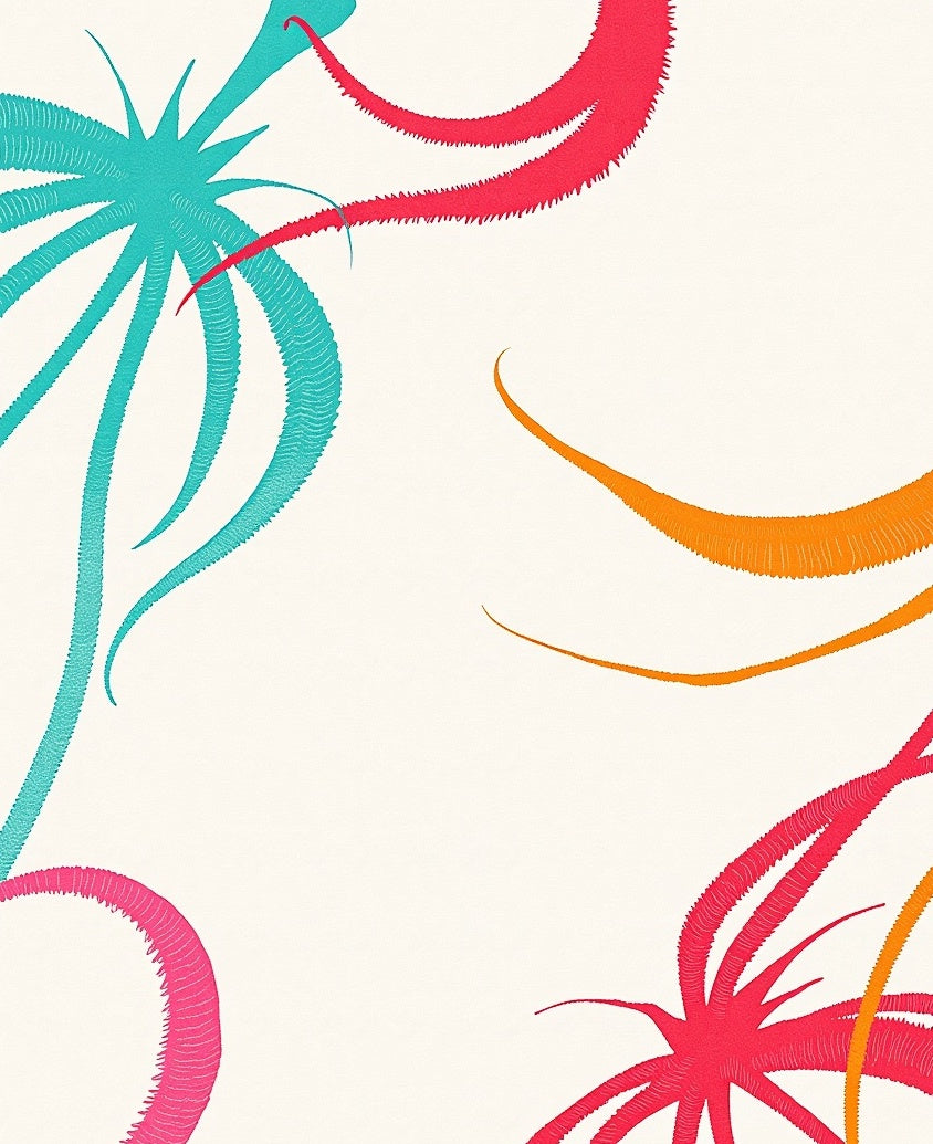 Coral Teal Orange Organic Swirls Rug