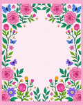 Pink Rose Butterfly Meadow Floral Rug