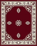 Crimson Cream Antique Floral Medallion Accent Rug
