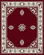 Crimson Cream Antique Floral Medallion Accent Rug