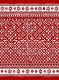 Crimson White Folkloric Geometric Bloom Rug