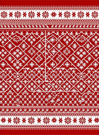 Crimson White Folkloric Geometric Bloom Rug