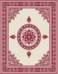 Crimson Floral Medallion Bordered Rug