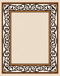 Elegant Brown Cream Scroll Border Rug
