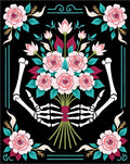Skeleton Hands Holding Pink Roses Bouquet Rug