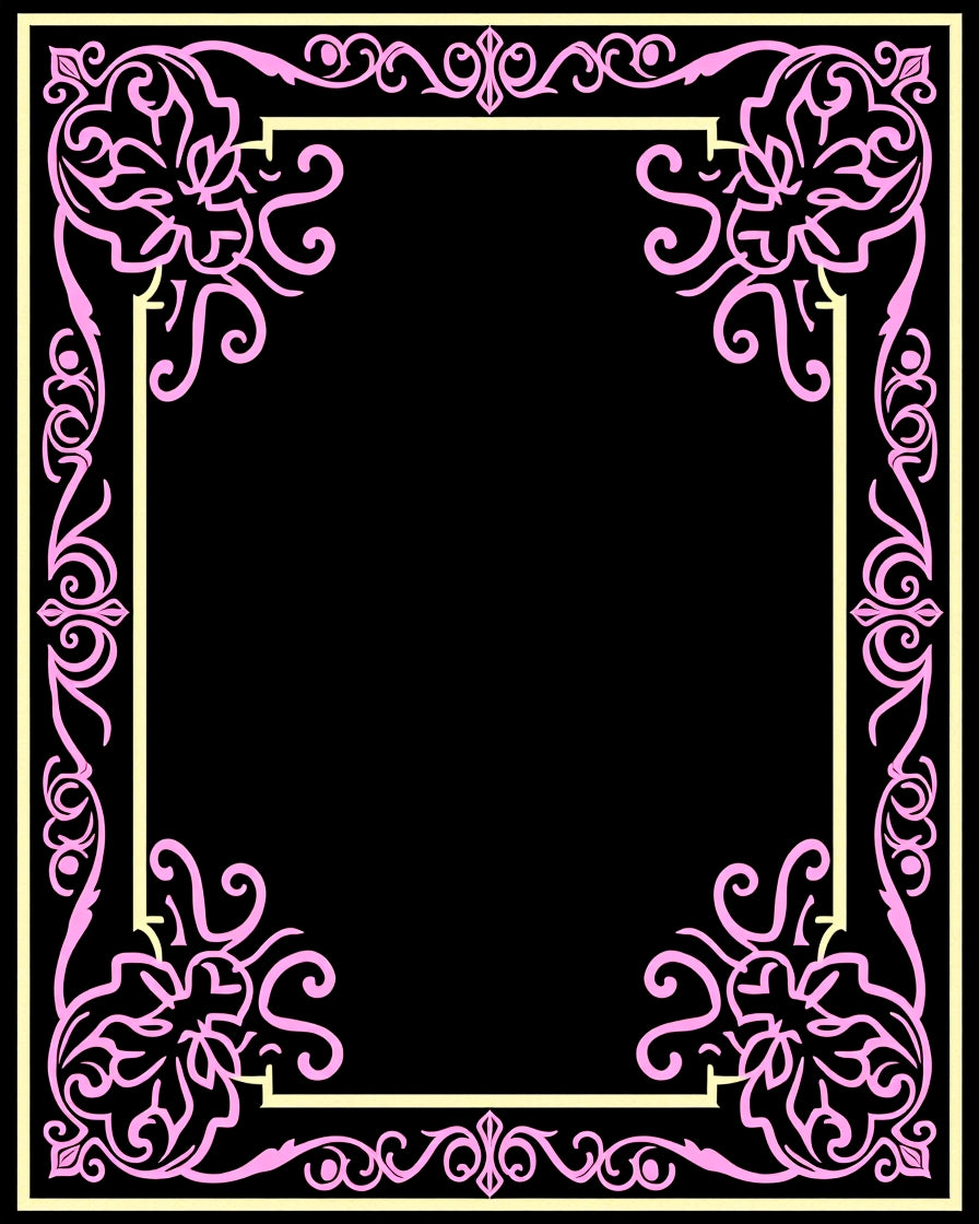 Pink Floral Scrollwork Border Rug
