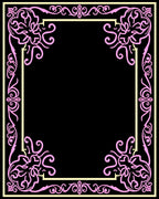 Pink Floral Scrollwork Border Rug