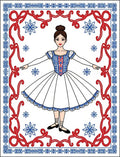 Ballet Dancer Snowflake Red Blue Border Rug