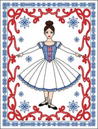 Ballet Dancer Snowflake Red Blue Border Rug
