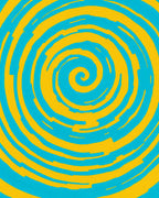 Vibrant Blue Yellow Swirl Rug