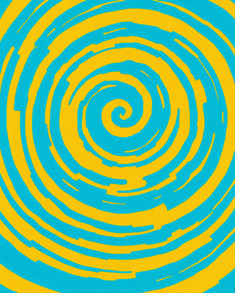 Vibrant Blue Yellow Swirl Rug