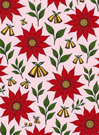 Red Poinsettia Gold Bells Foliage Rug