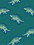 teal dinosaurs among green foliage Rug