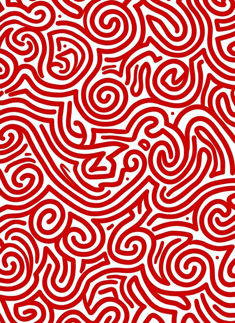 Crimson Swirl Abstract Lines Rug