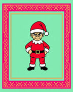 Grumpy Santa Claus Festive Border Rug