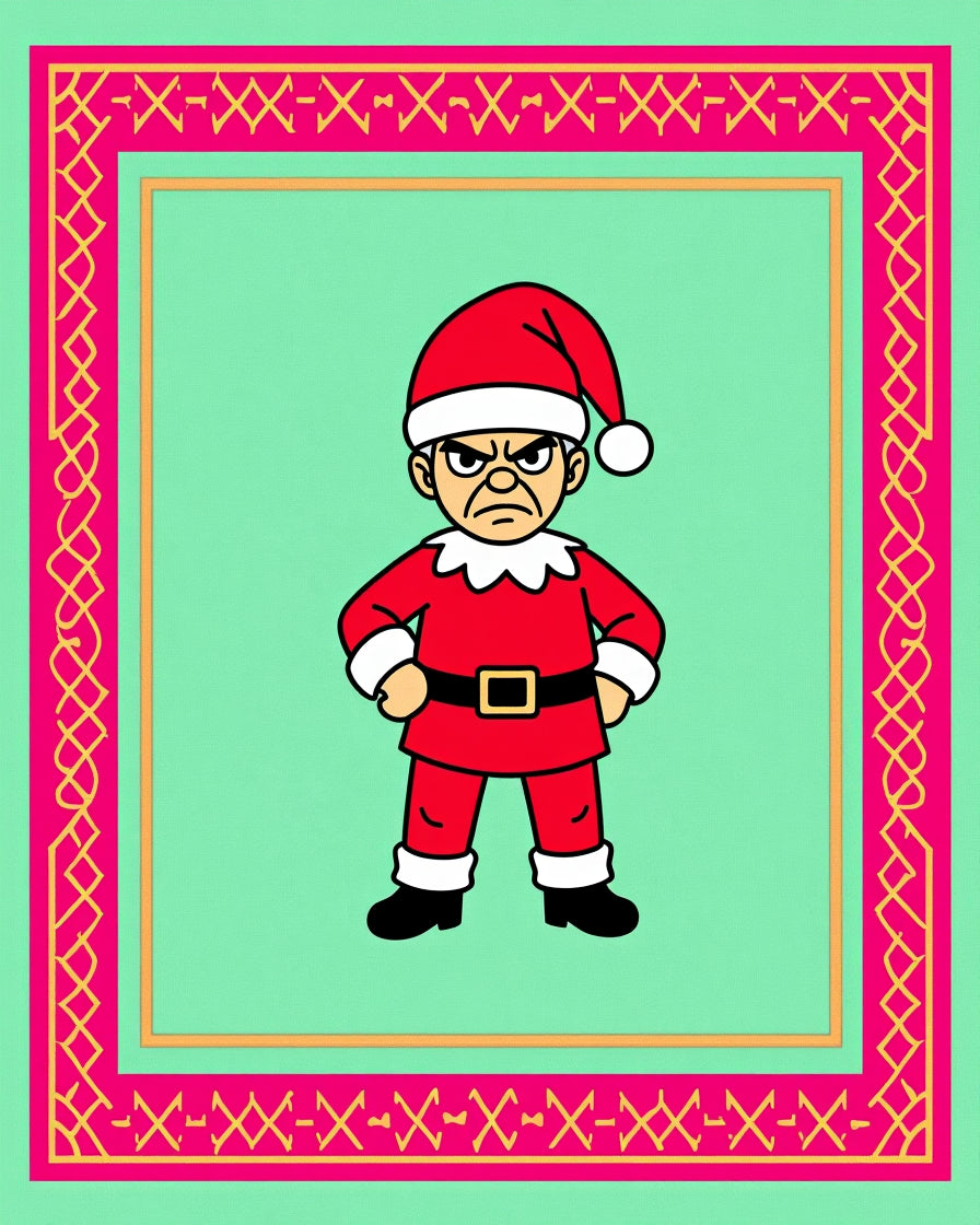 Grumpy Santa Claus Festive Border Rug