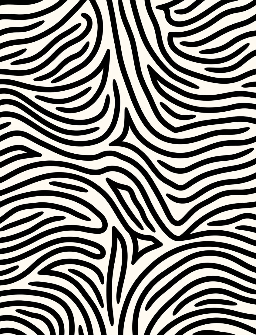 Black White Organic Abstract Lines Rug