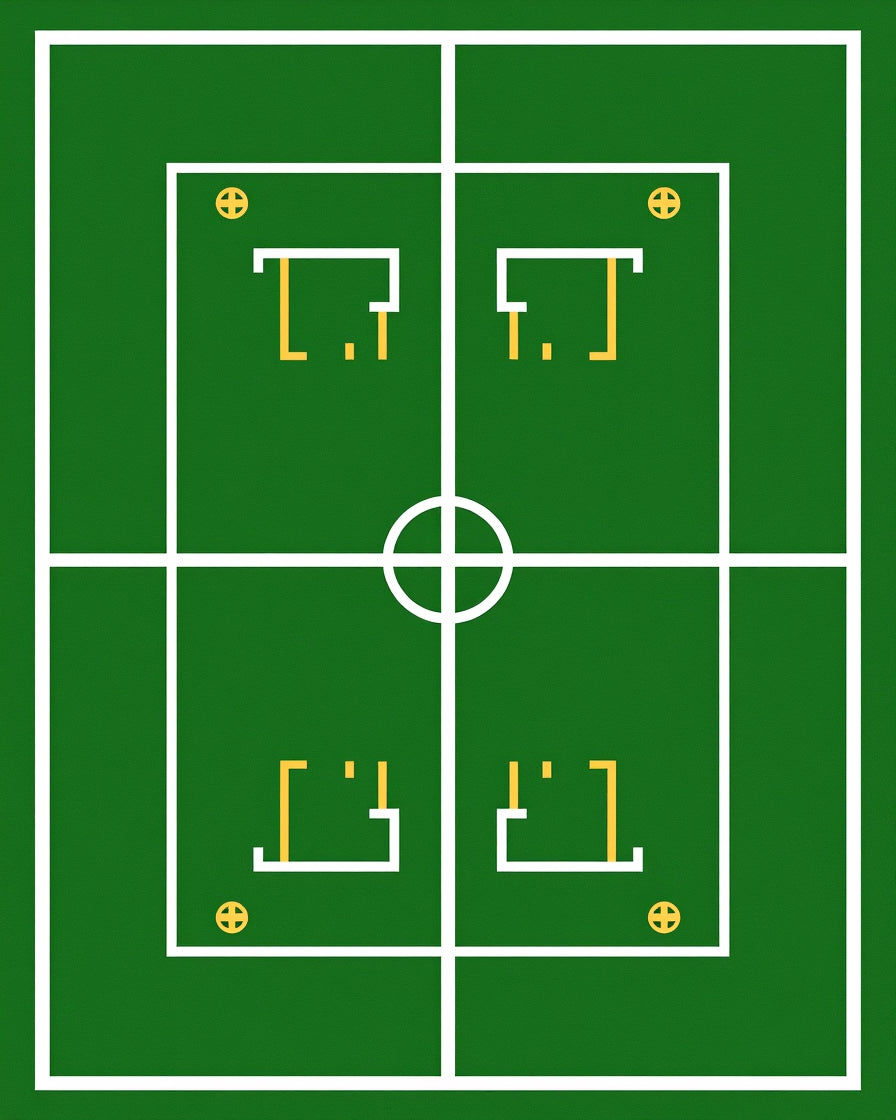 Green Field Geometric Goal Court Rug