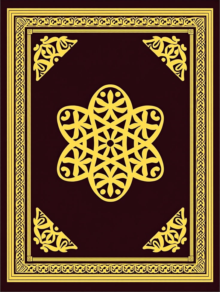 Crimson Yellow Floral Medallion Border Rug