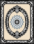 Black Oval Frame With Cream Medallion Rug