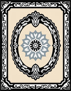 Black Oval Frame With Cream Medallion Rug