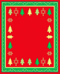 Festive Red Green Christmas Tree Border Rug