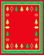 Festive Red Green Christmas Tree Border Rug