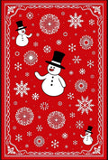 Whimsical Snowman Red Snowflake Rug