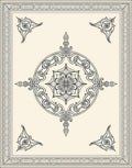 Ornate Ivory Floral Medallion Frame Rug