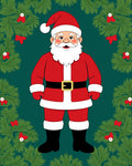 Festive Santa Claus Evergreen Garland Rug