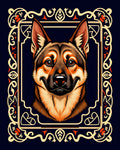 German Shepherd Portrait Ornate Frame Rug