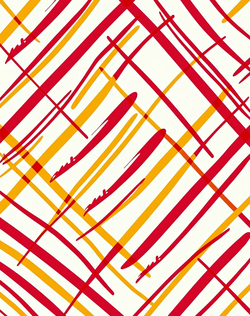 Bold Red Yellow Dash Lines Rug