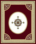 Crimson Bordered Floral Medallion Oval Rug