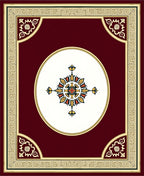 Crimson Bordered Floral Medallion Oval Rug