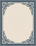 Navy Scrollwork Ivory Border Rug
