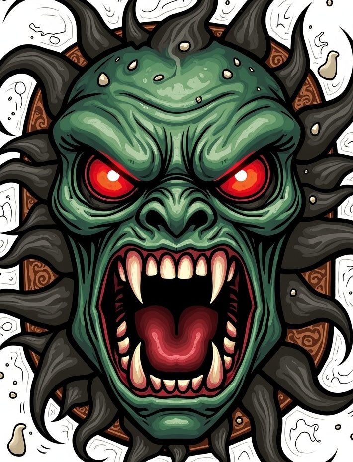 Fierce Green Monster Red Eyes Rug