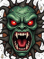 Fierce Green Monster Red Eyes Rug