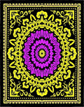 Vibrant Purple Floral Yellow Border Rug