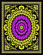 Vibrant Purple Floral Yellow Border Rug