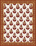 Crimson Gold Floral Arrangement Border Rug