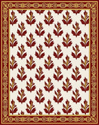 Crimson Gold Floral Arrangement Border Rug