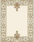 Elaborate Golden Scrollwork Decorative Frame Rug